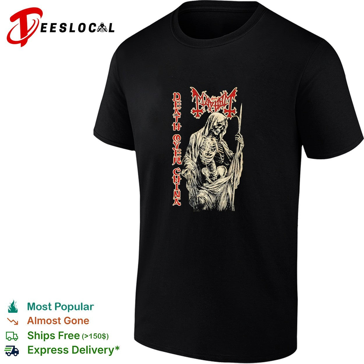 Mayhem death over china grim reaper band shirt
