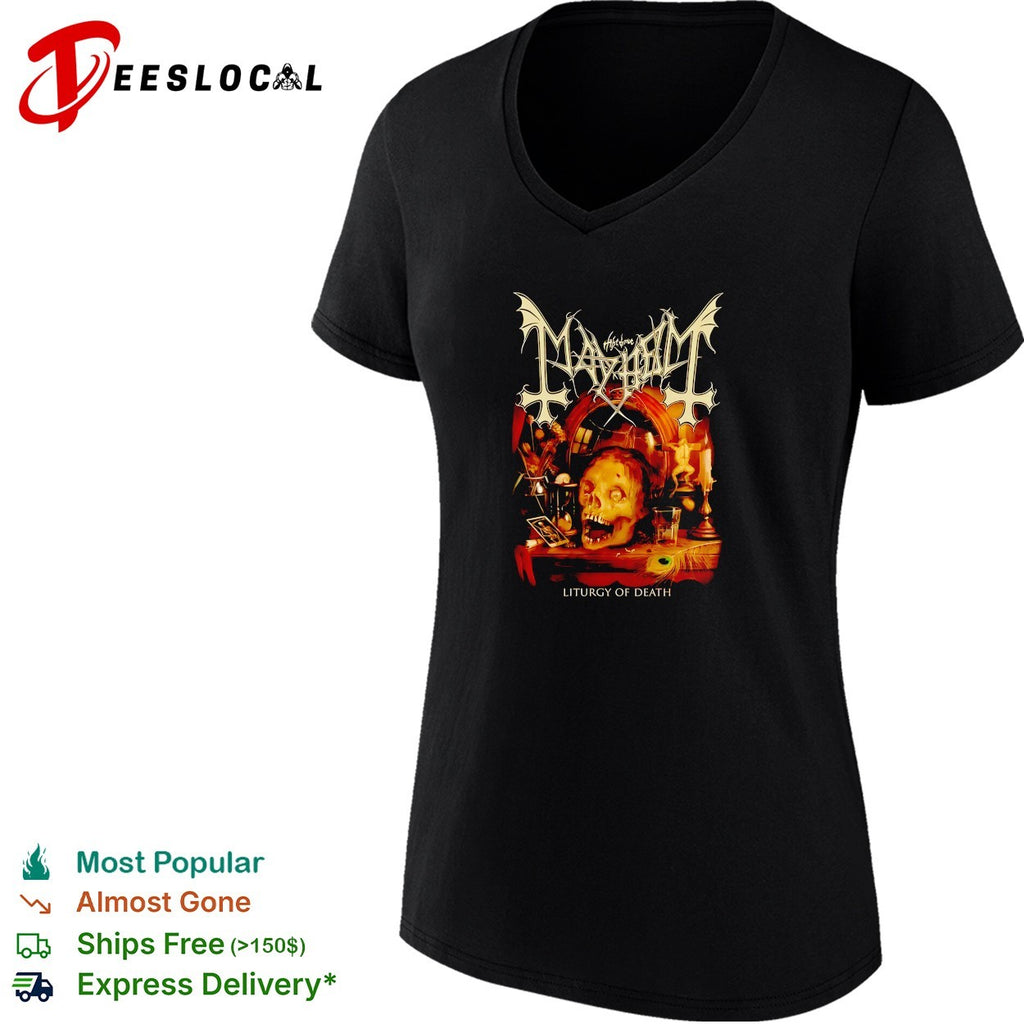 Mayhem liturgy of death skull still life band shirt