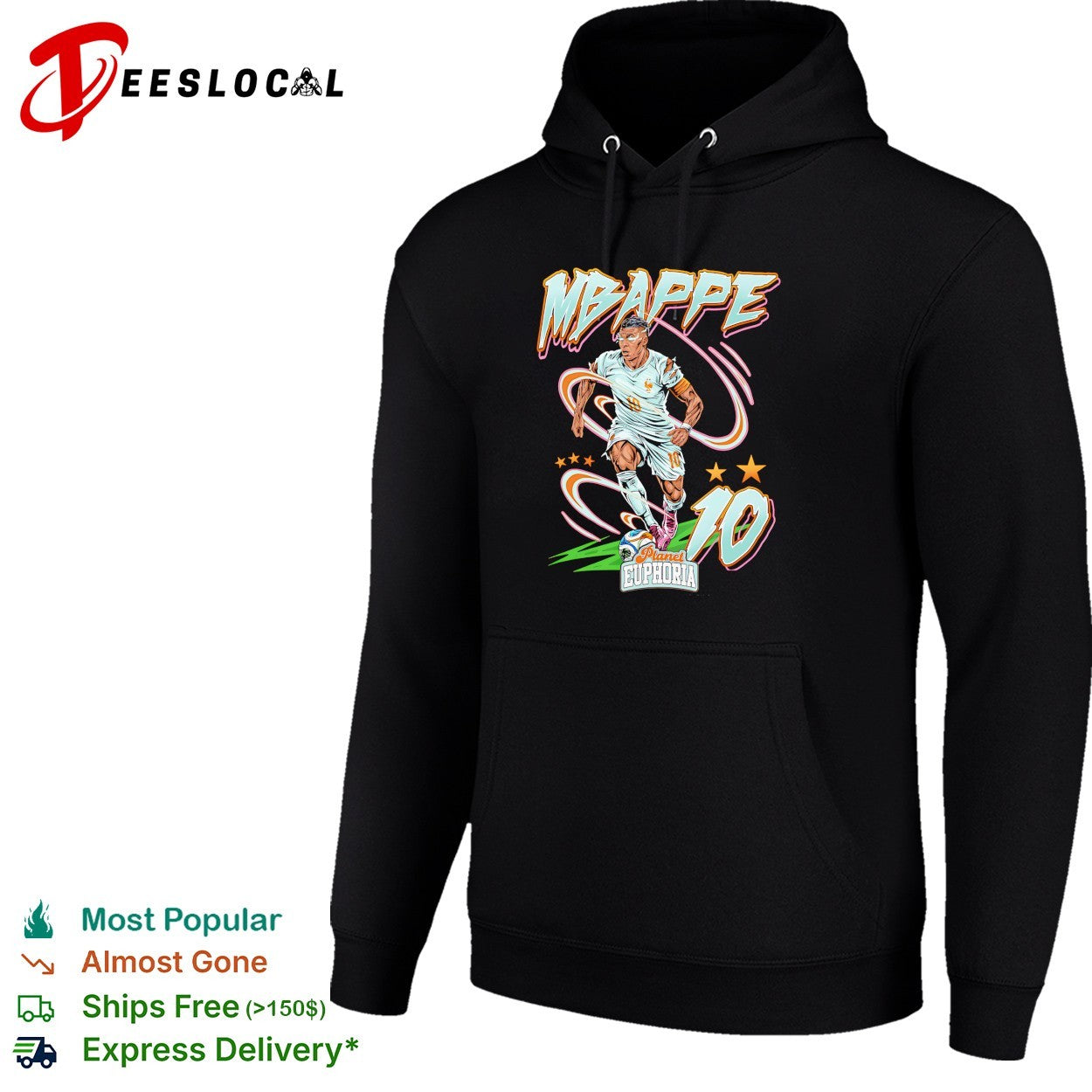 Mbappe France number 10 dribbling Planet Euphoria football shirt