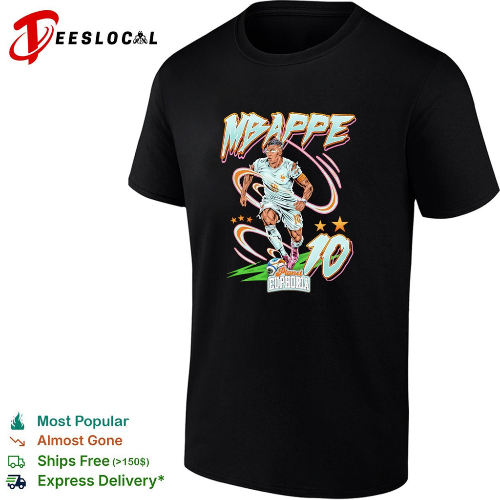 Mbappe France number 10 dribbling Planet Euphoria football shirt