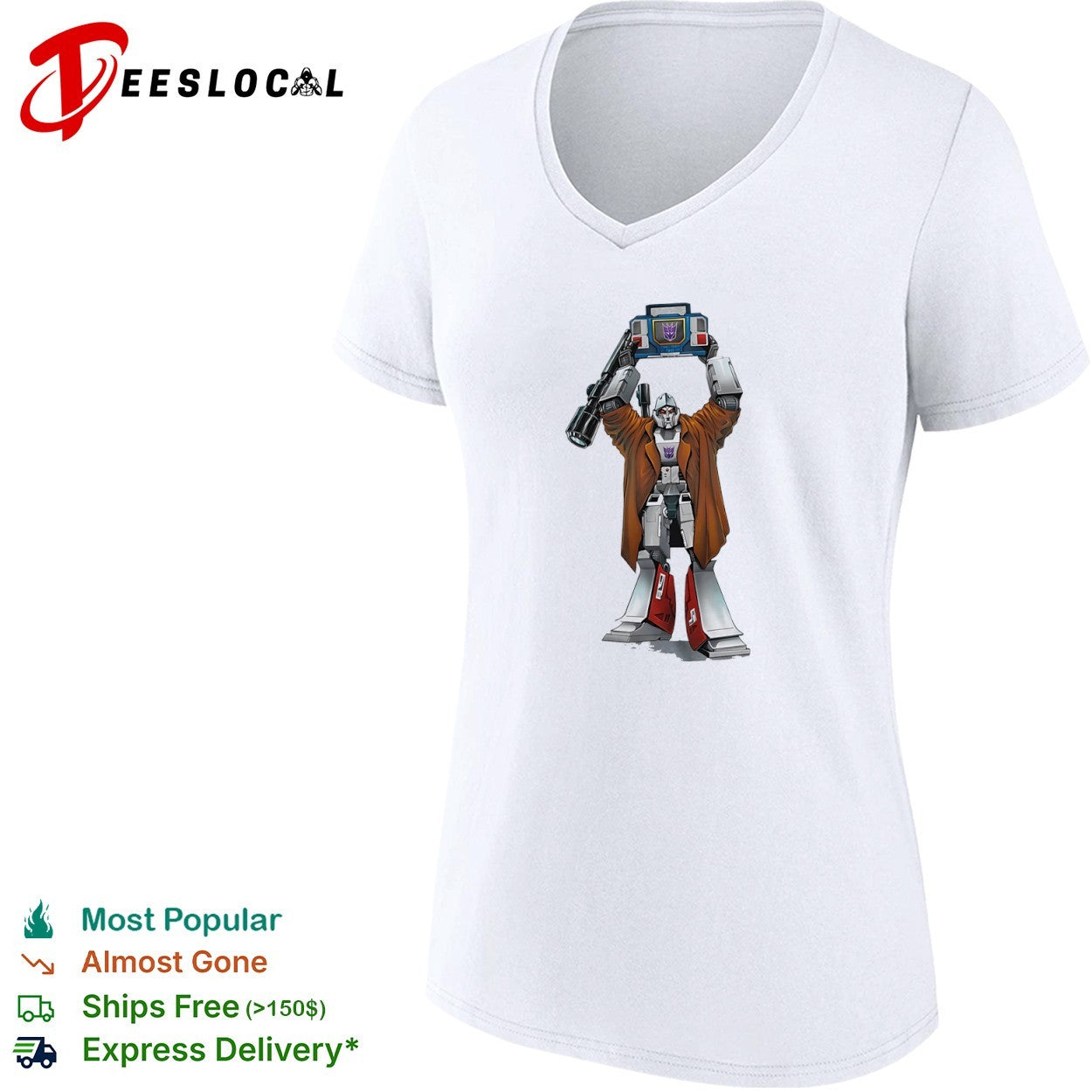 Megatron holding Soundwave Transformers 80s shirt