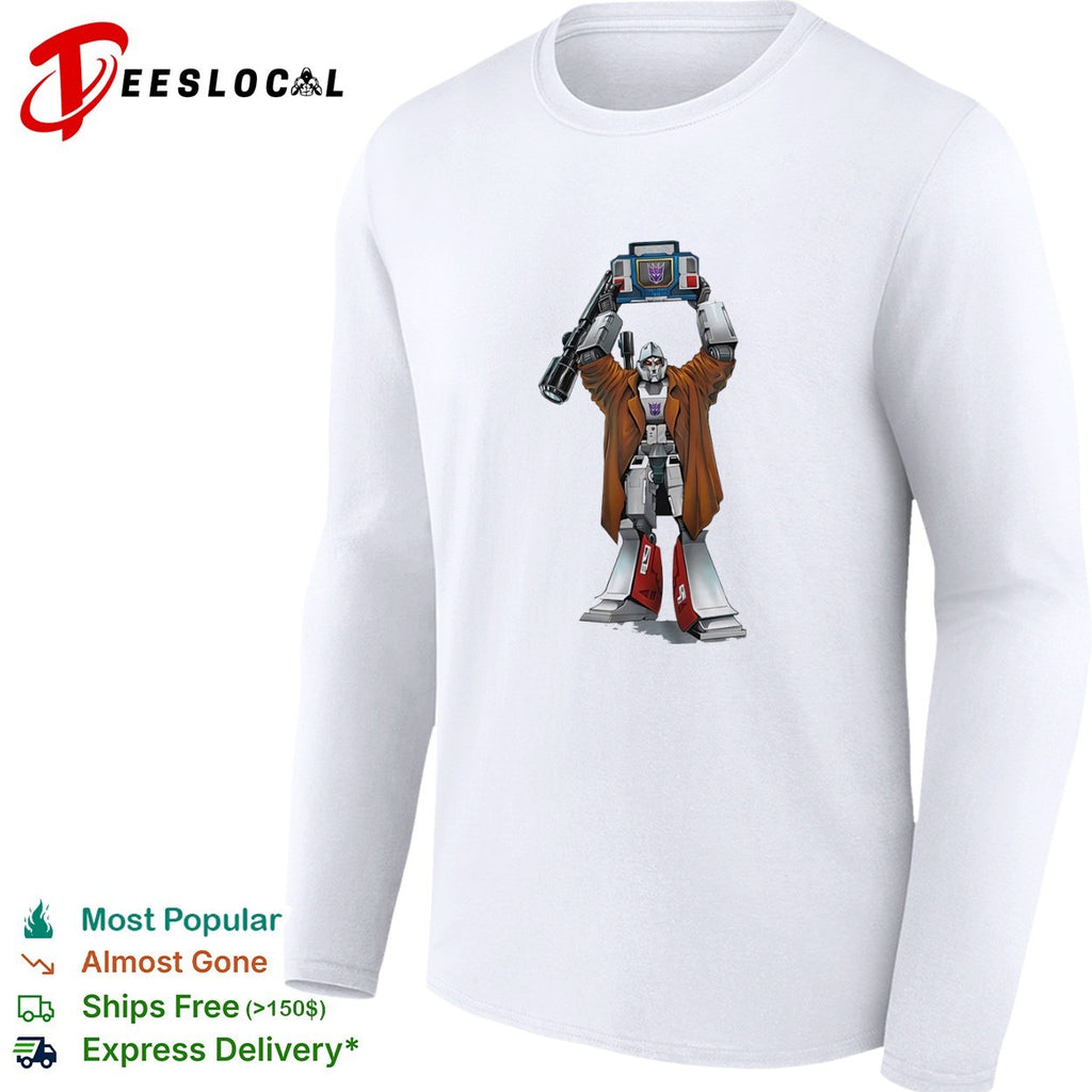 Megatron holding Soundwave Transformers 80s shirt