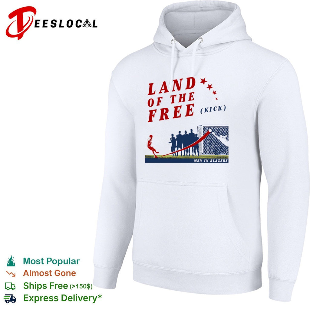 Men in Blazers Land of the free kick soccer shirt