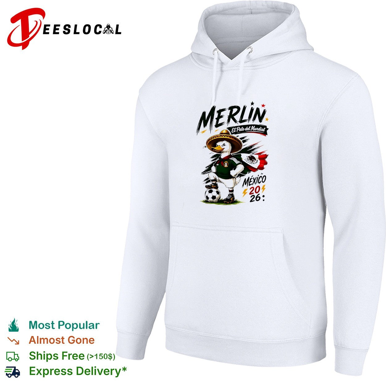 Merlin el pato del mundial Mexico 2026 duck mascot sombrero shirt