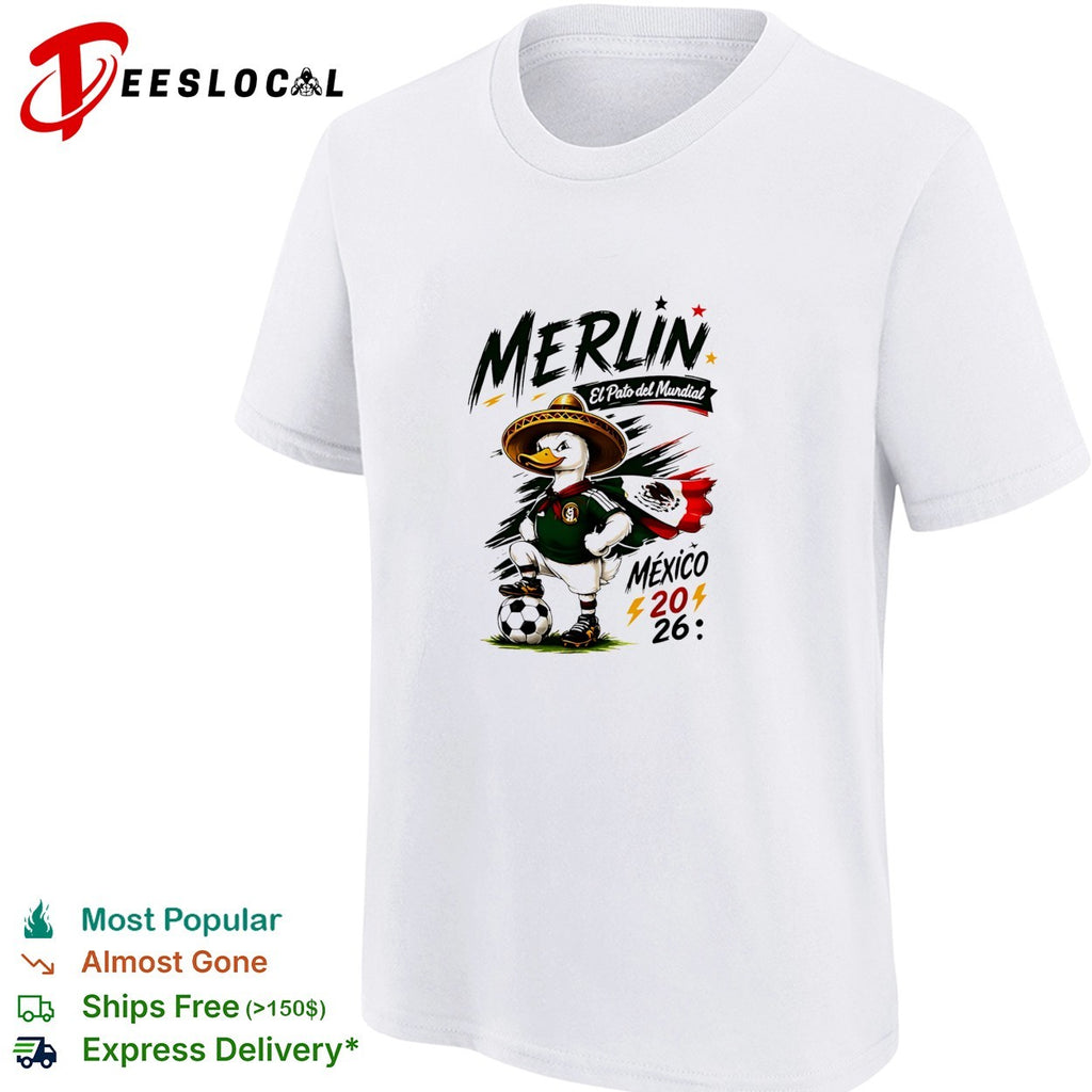Merlin el pato del mundial Mexico 2026 duck mascot sombrero shirt