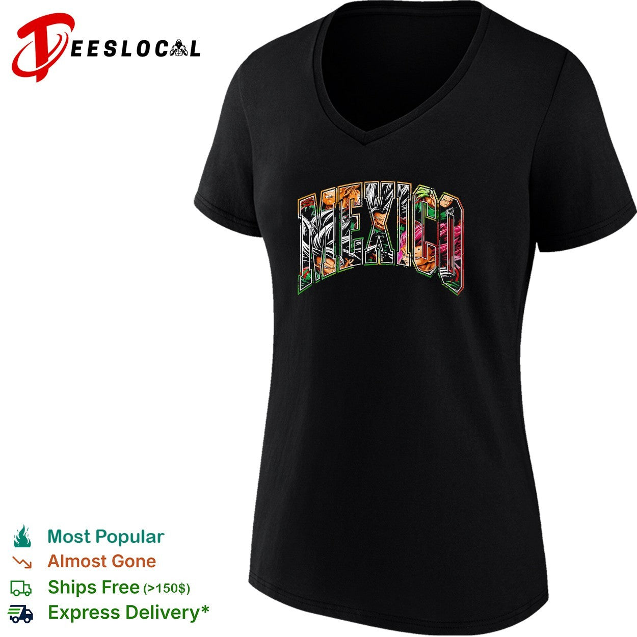 Mexico x Goku Vegeta Gohan Broly and Piccolo Dragon anime logo shirt