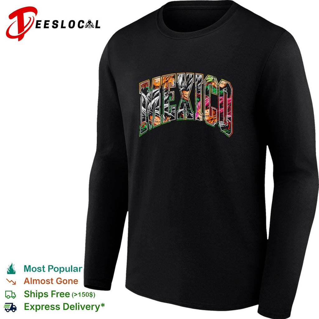 Mexico x Goku Vegeta Gohan Broly and Piccolo Dragon anime logo shirt