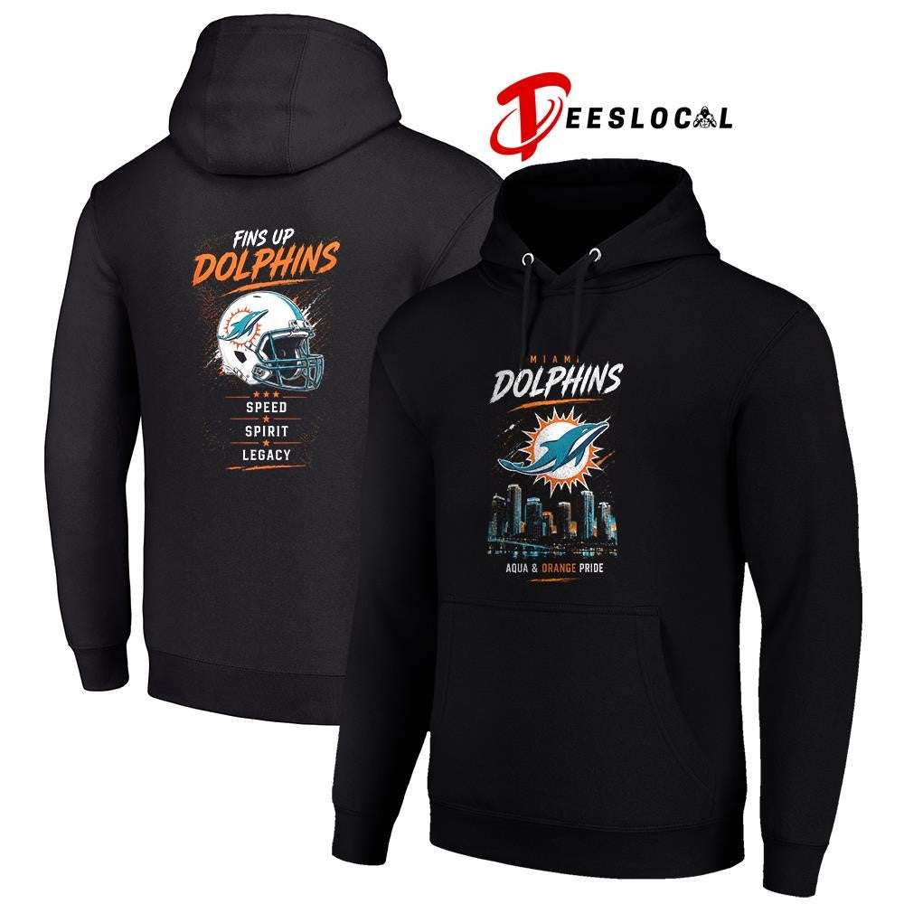 Miami Dolphins aqua and orange pride speed spirit legacy skyline helmet shirt