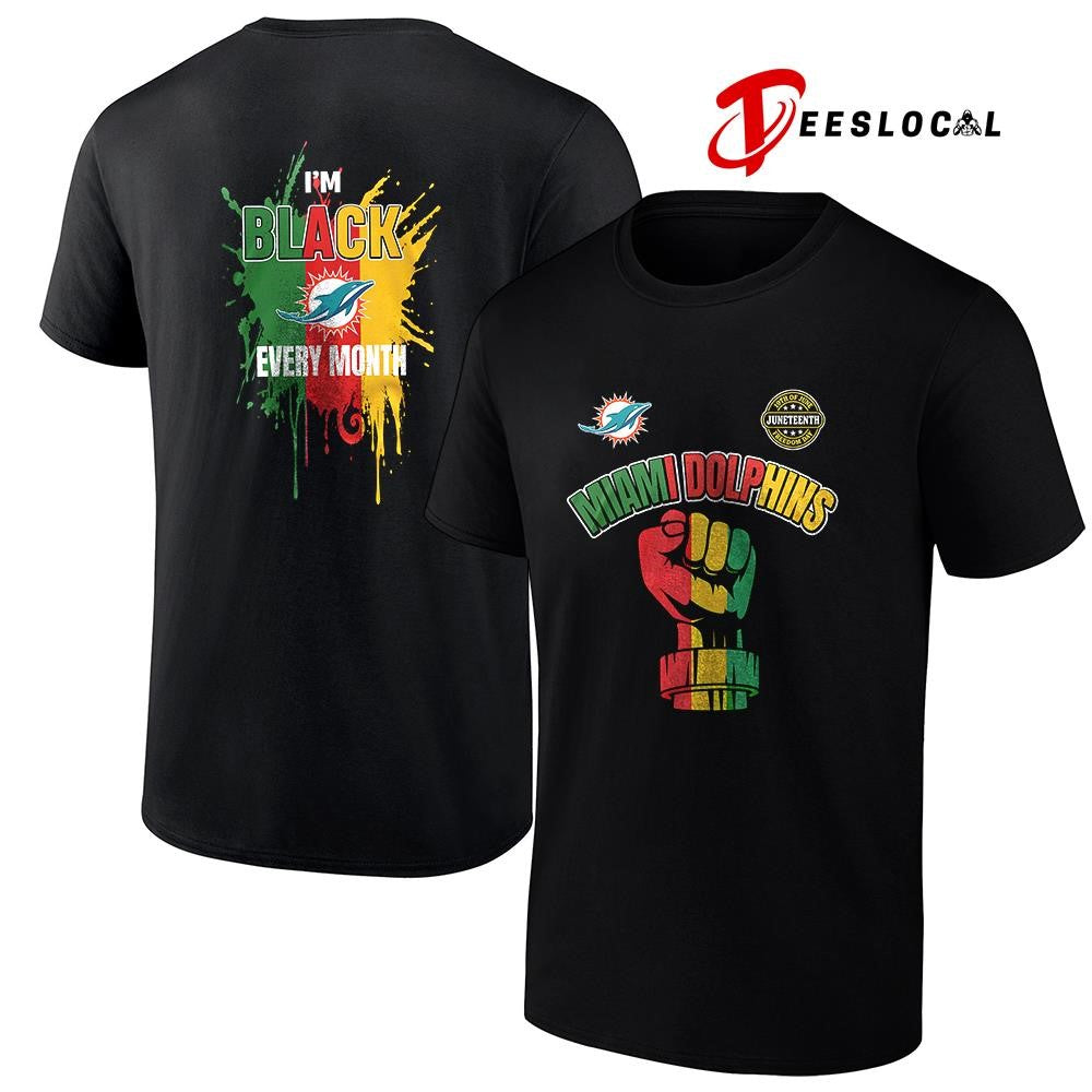Miami Dolphins x Juneteeth freedom I’m black every month icon shirt