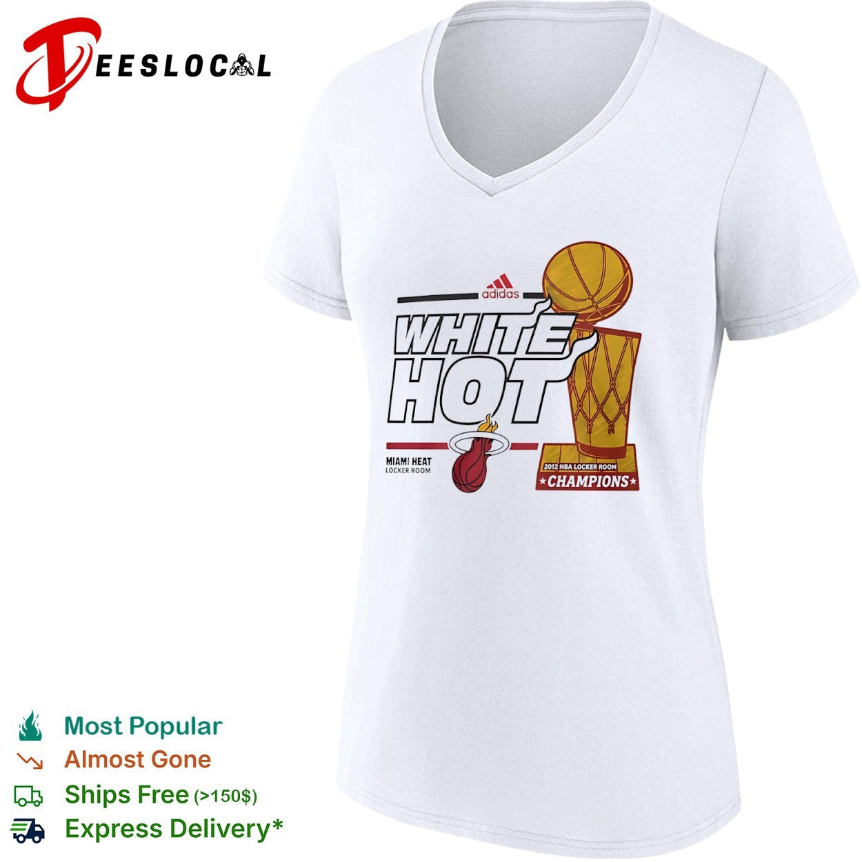 Miami Heat white hot trophy champions shirt