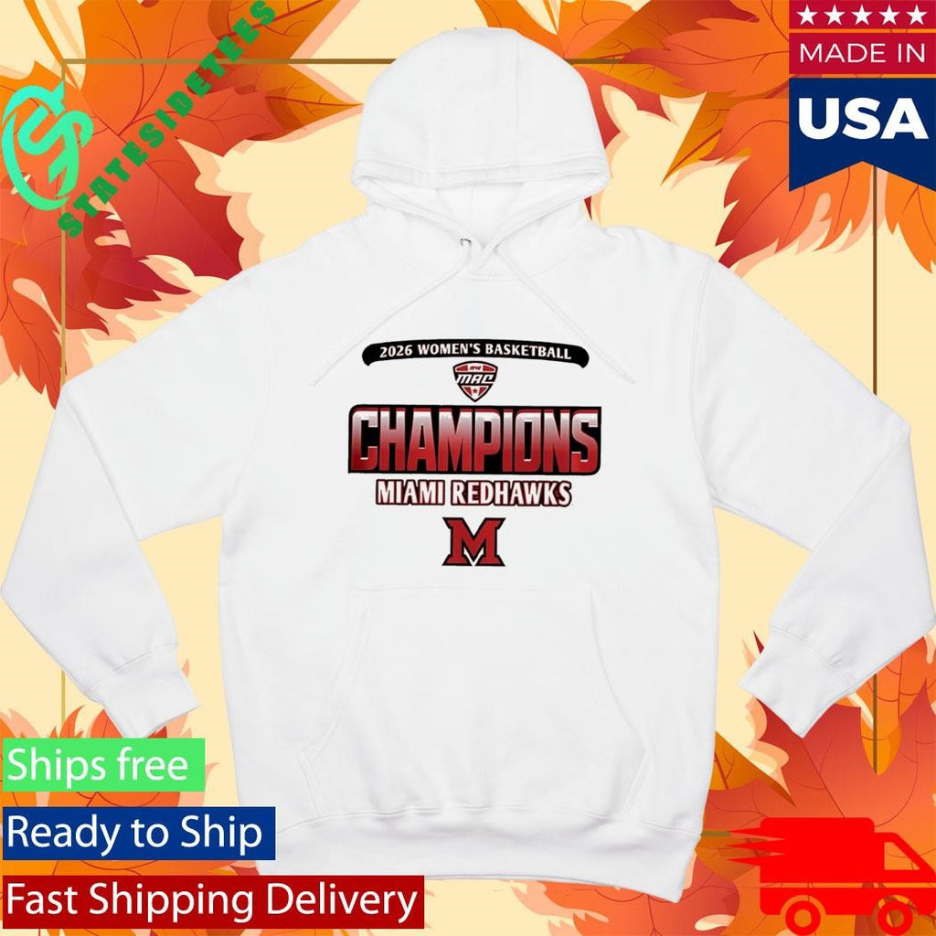 Miami RedHawks Women’s Basketball 2026 MAC Regular Season Champions Rally House Locker Room Red T-Shirt