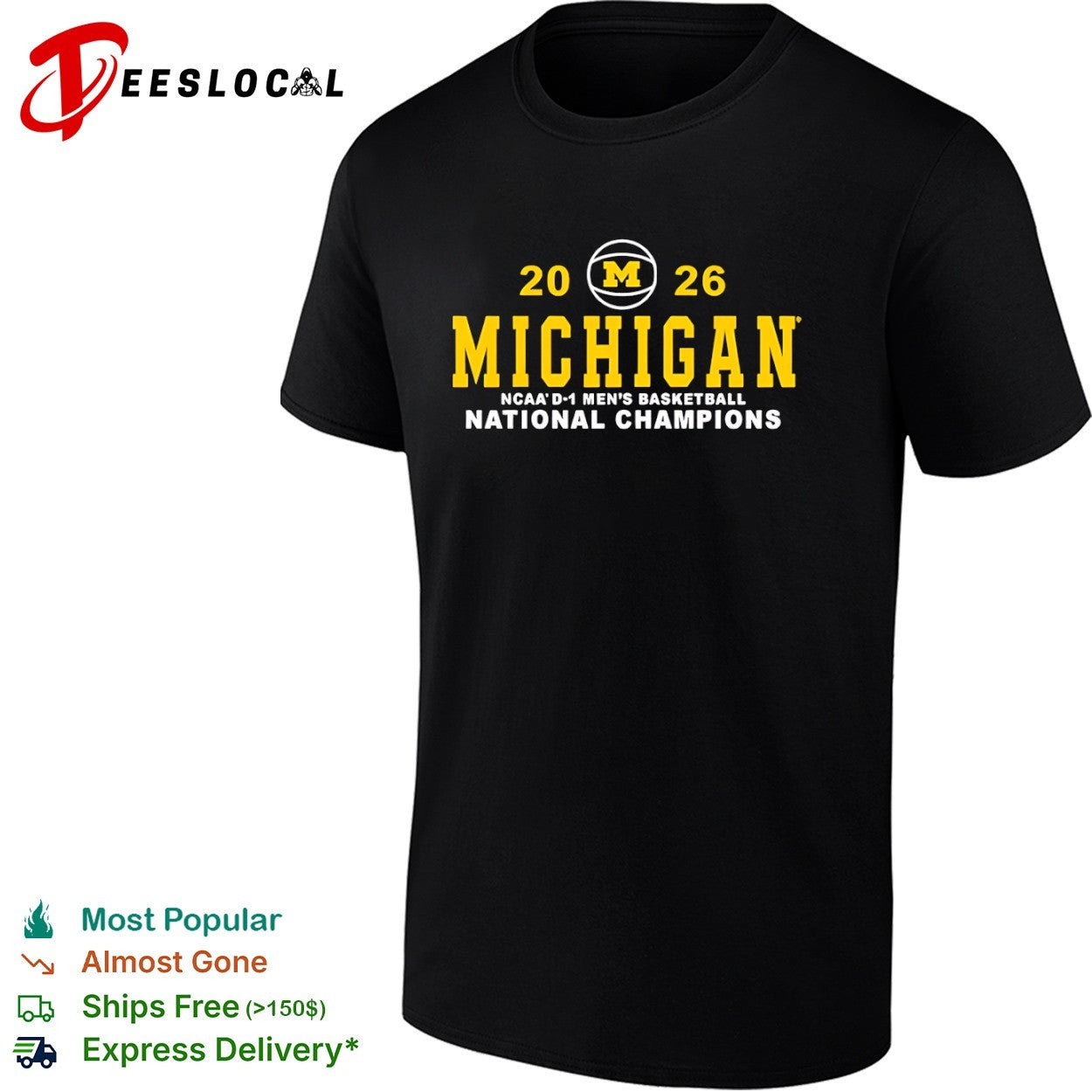 Michigan Wolverines 2026 NCAA DI Men’s Basketball National Champions shirt