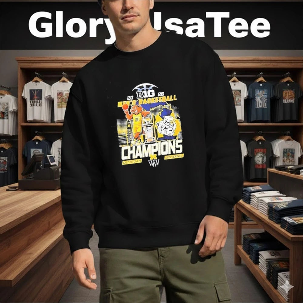 Michigan Wolverines Men’s Basketball B1G Big 10 Conference 2026 Champions Mascot Shirt