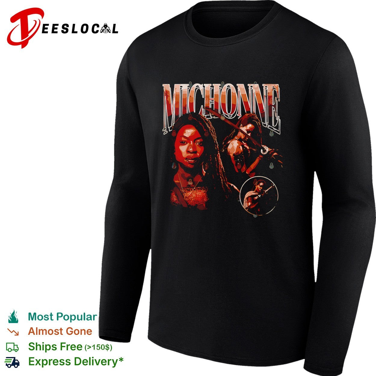 Michonne The Walking Dead sword character portrait shirt