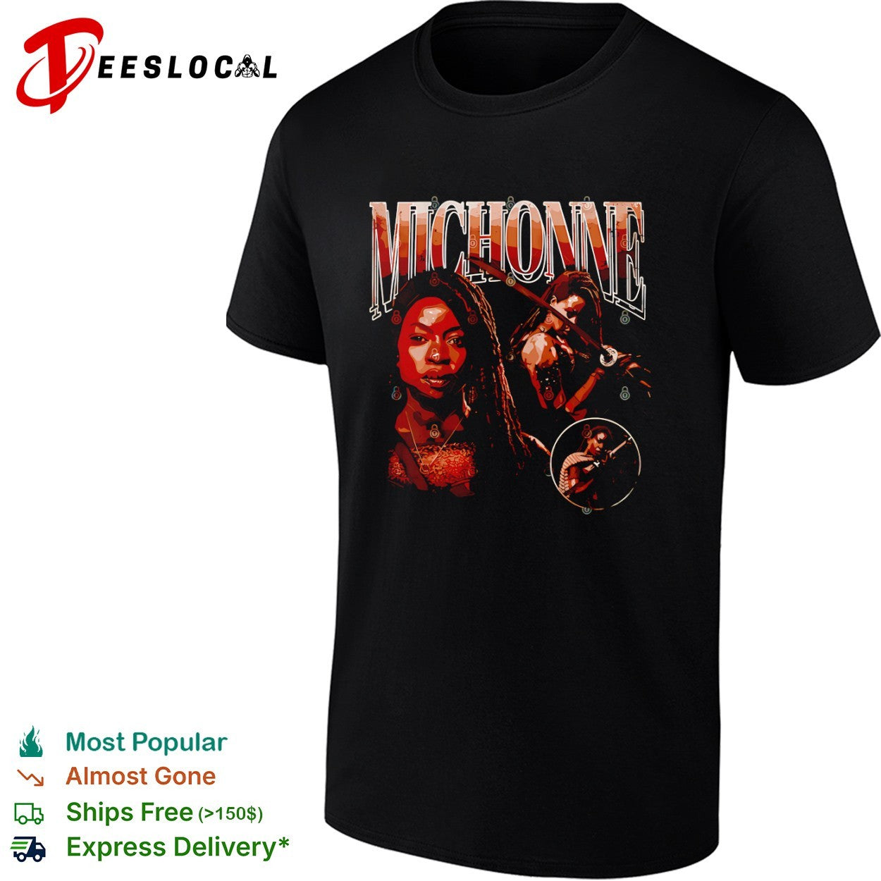 Michonne The Walking Dead sword character portrait shirt