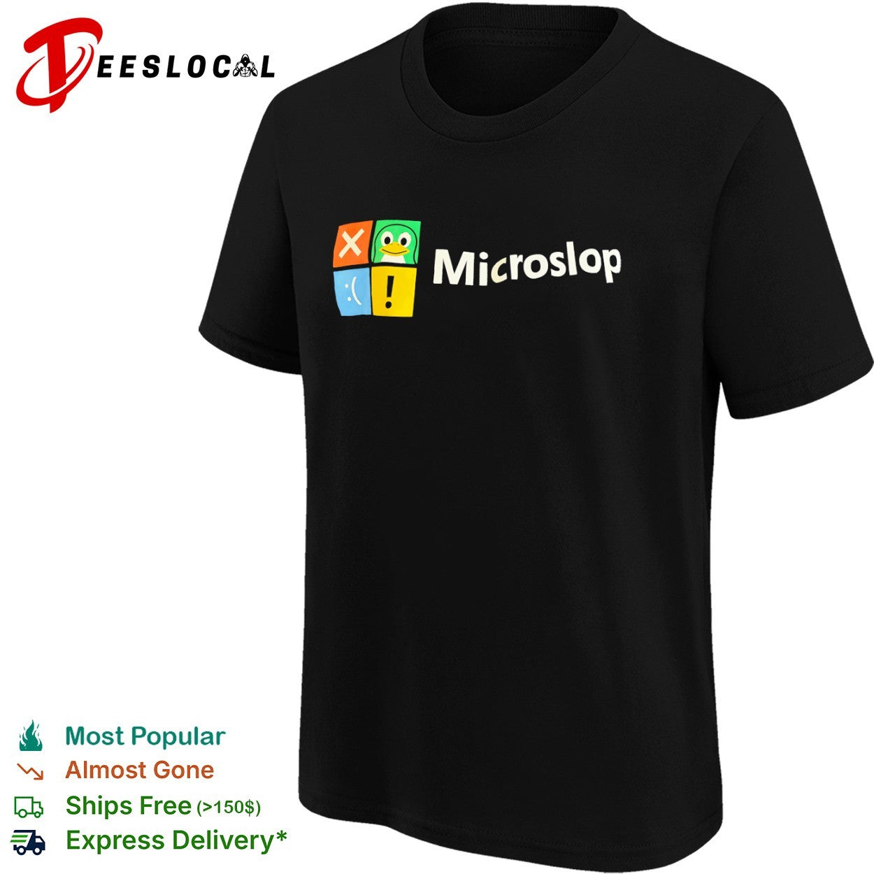 Microslop Linux Tux parody shirt