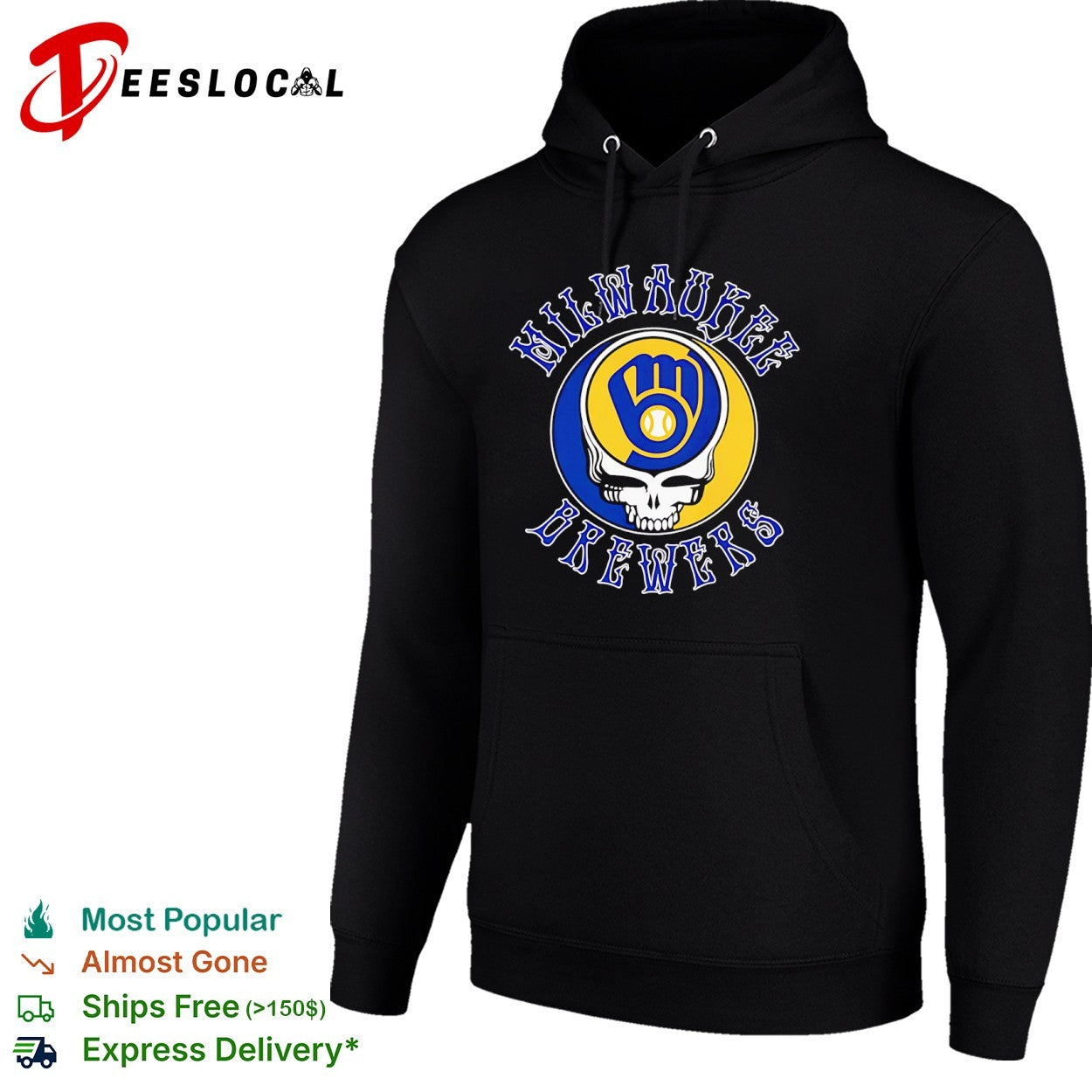 Milwaukee Brewers x Grateful Dead Steal Your Face Logo Mashup MLB Baseball shirt