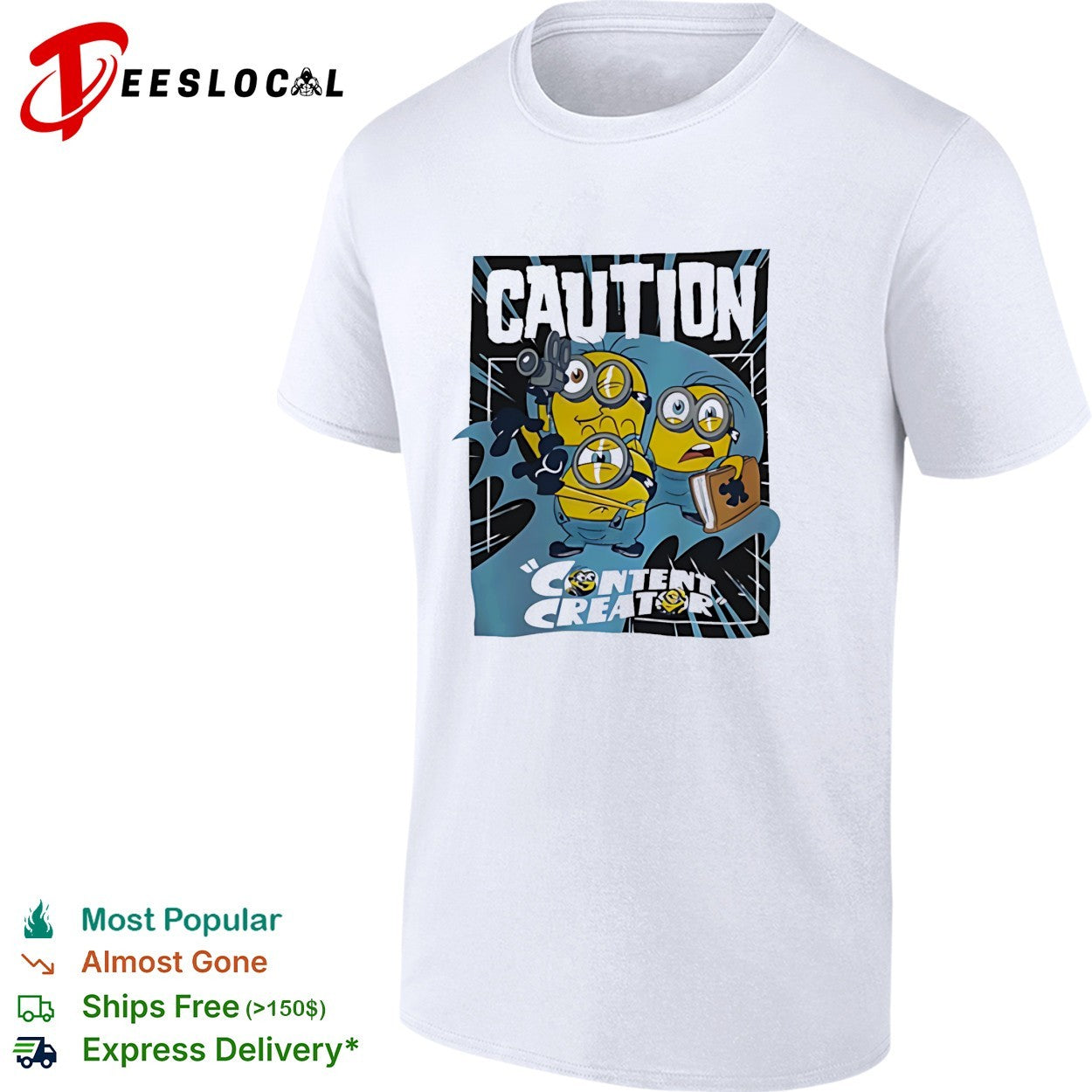 Minions content creator camera book shirt