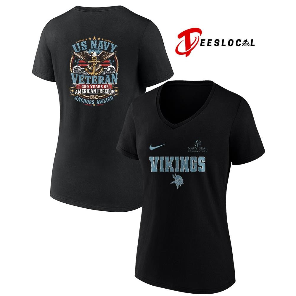 Minnesota Vikings US Navy seal foundation 250 years of American freedom anchors aweigh shirt