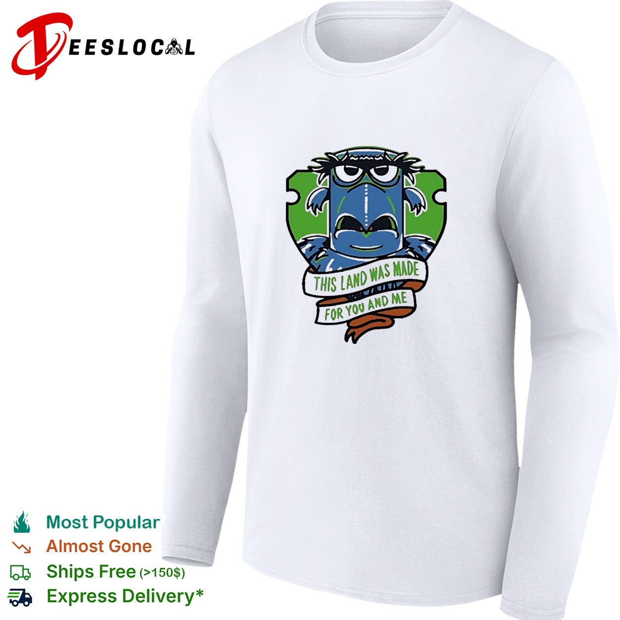 Monster face badge this land was made for you and me shirt