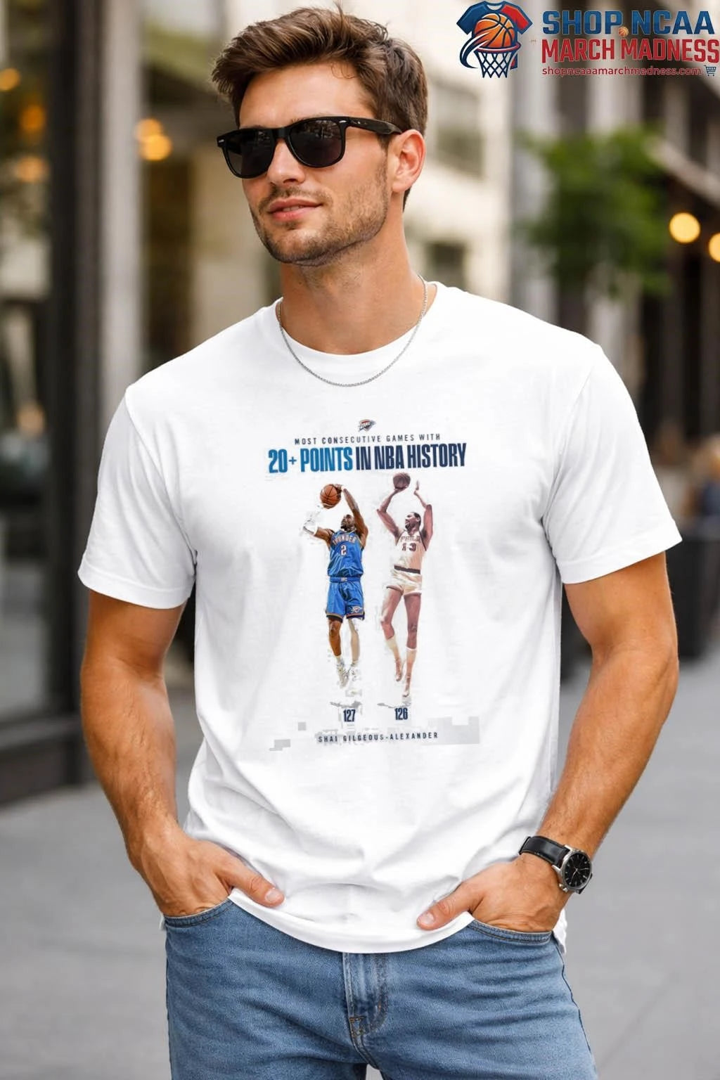 Most Consecutive Games With 20+ Points In NBA History T-Shirt