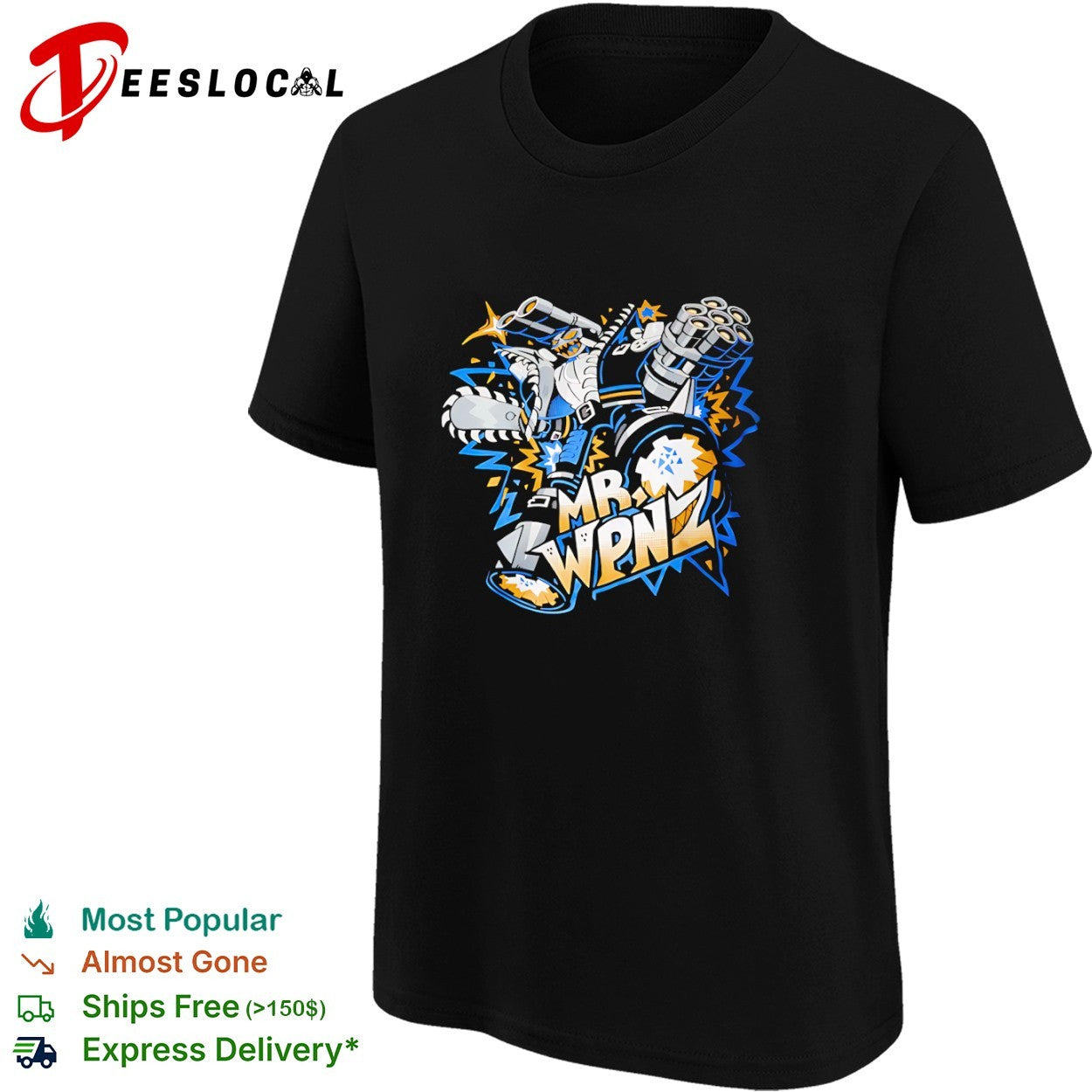 Mr WPNZ Robot Gamer Gun and Chainsaw shirt