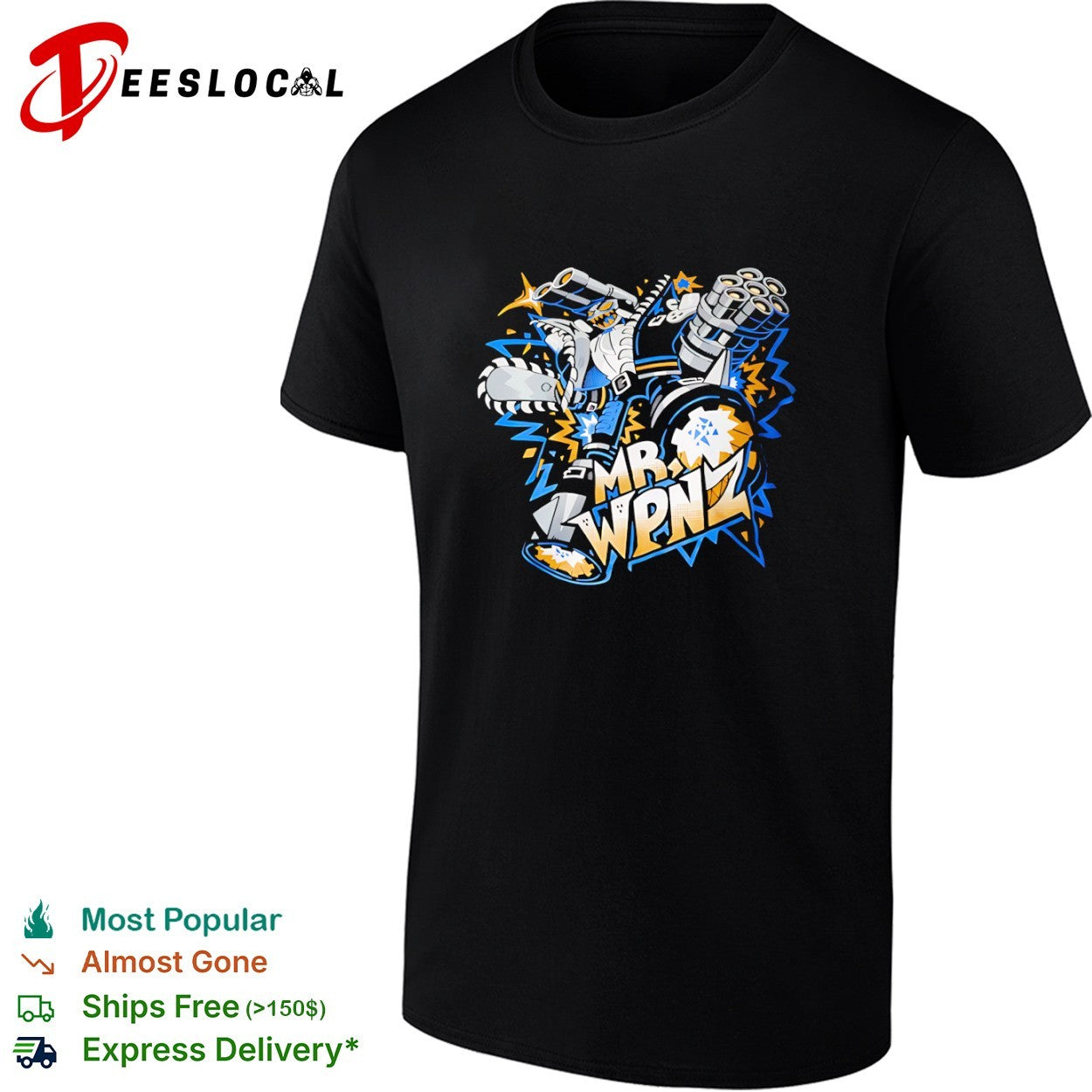Mr WPNZ Robot Gamer Gun and Chainsaw shirt