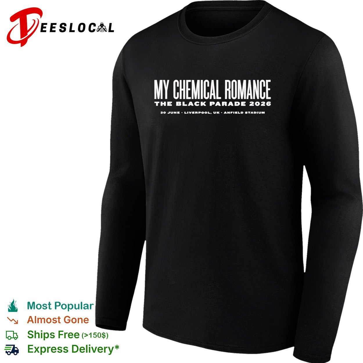 My Chemical Romance Liverpool UK The Black Parade Anfield Stadium On 30 June 2026 shirt