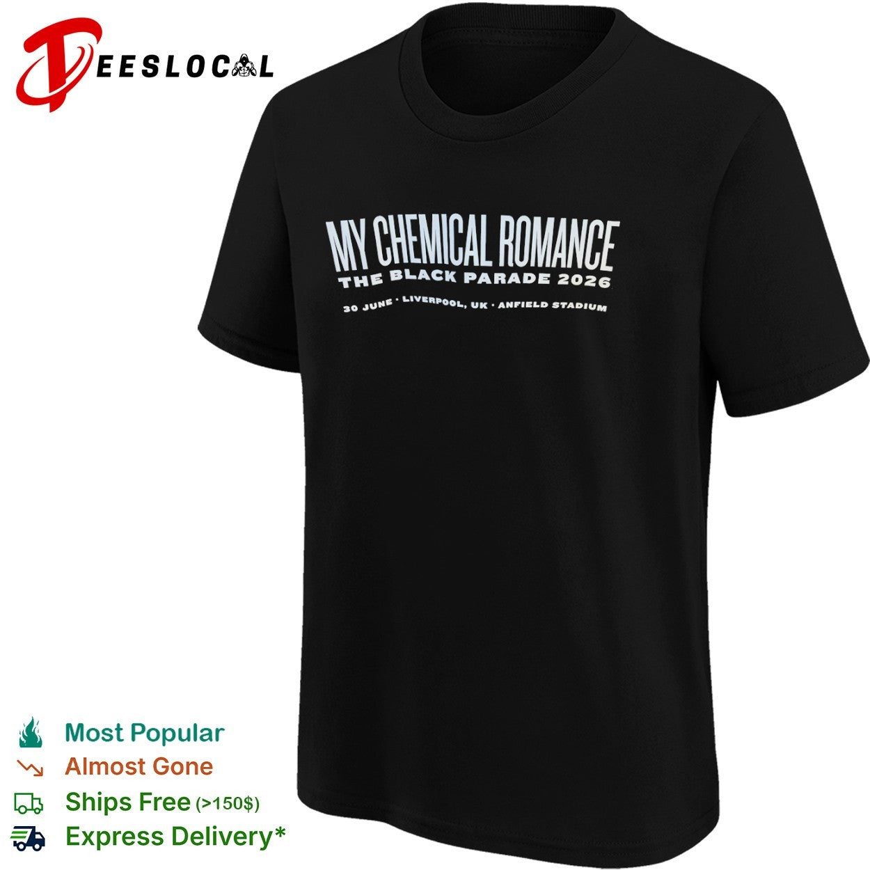 My Chemical Romance The Black Parade 2026 30 June Liverpool UK Anfield Stadium shirt