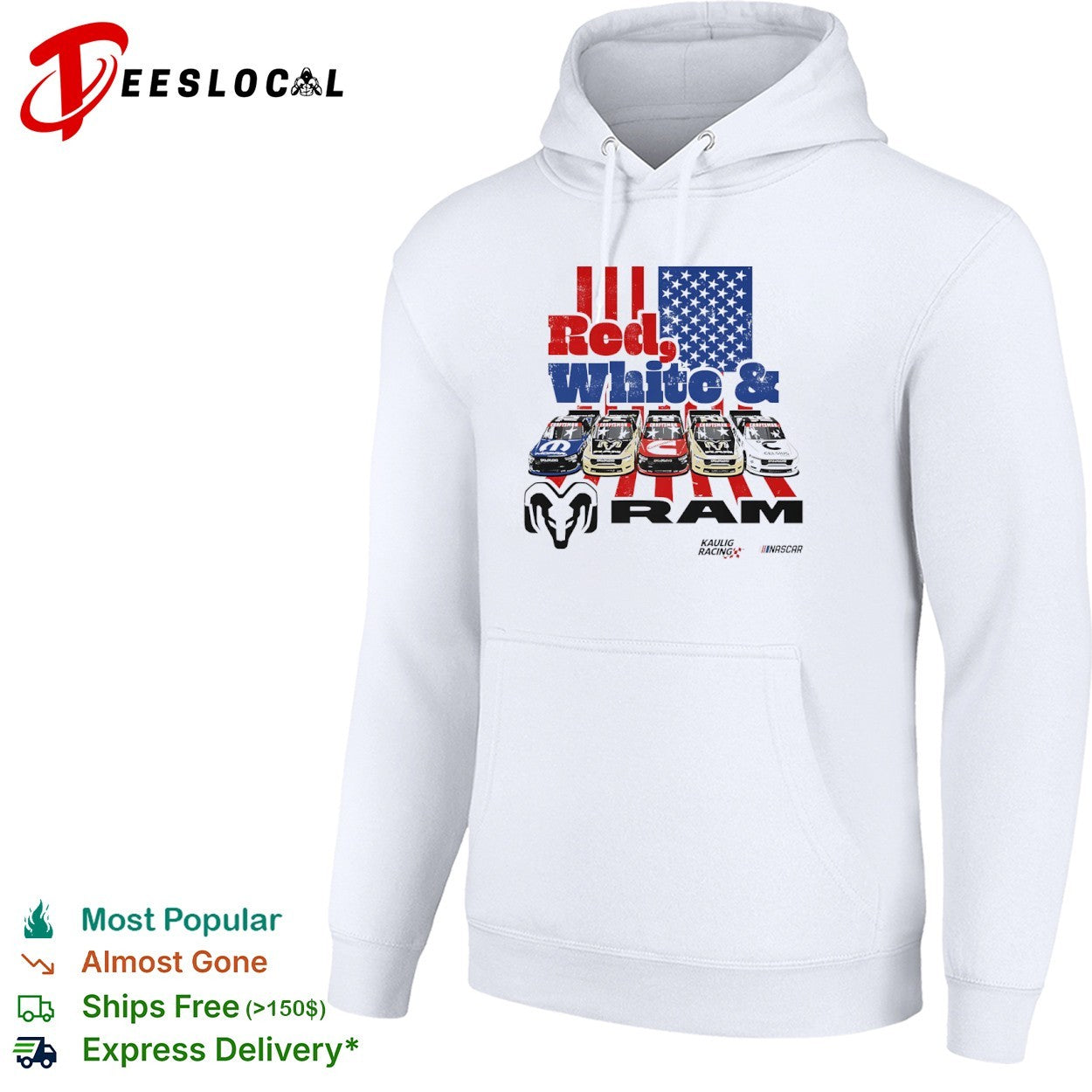 NASCAR Kaulig Racing RAM trucks red white and shirt