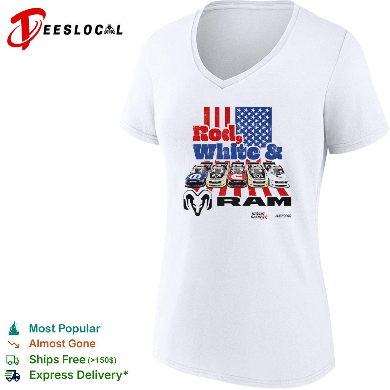 NASCAR Kaulig Racing RAM trucks red white and shirt