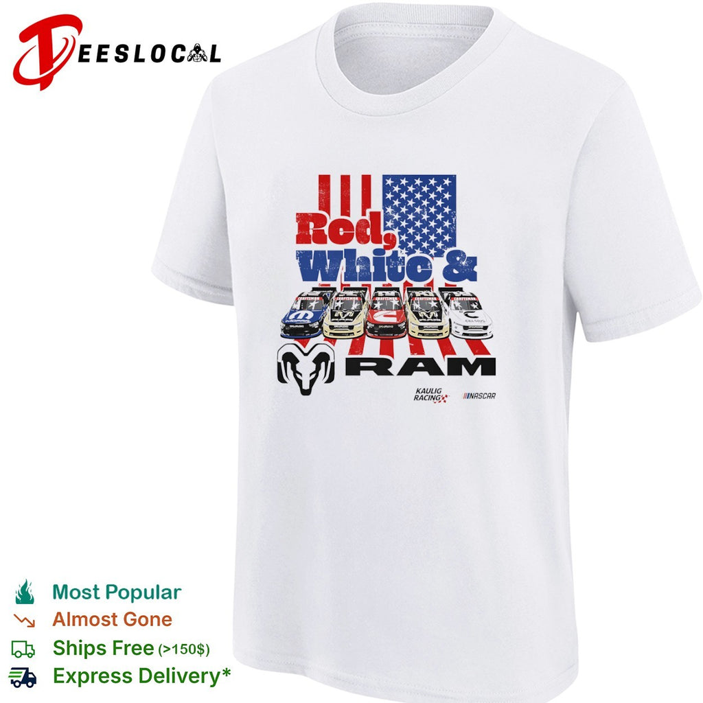 NASCAR Kaulig Racing RAM trucks red white and shirt