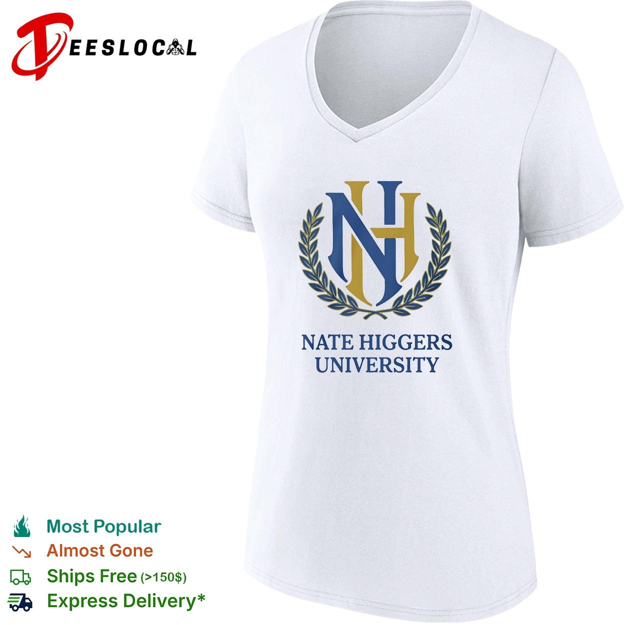 NH University monogram crest laurel shirt