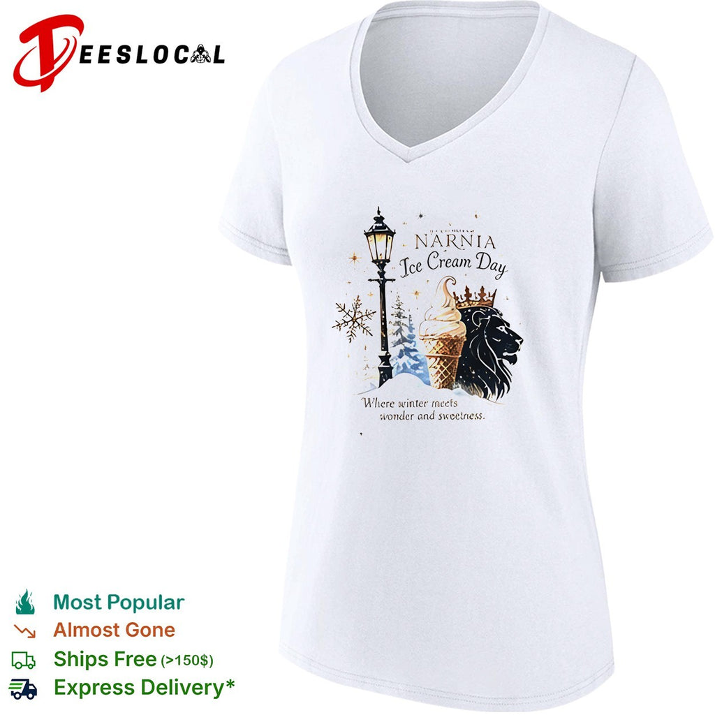 Narnia ice cream day where winter meets wonder and sweetness lion shirt