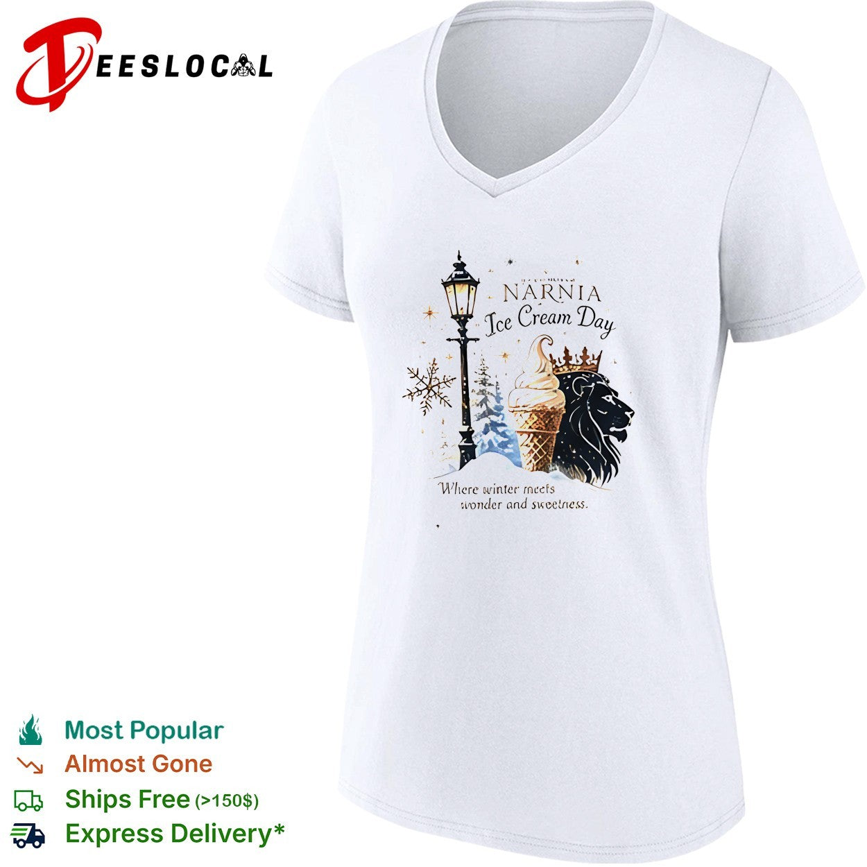 Narnia ice cream day where winter meets wonder and sweetness lion shirt