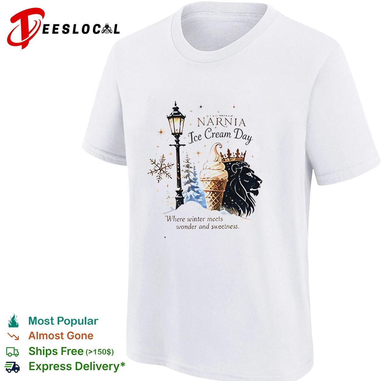 Narnia ice cream day where winter meets wonder and sweetness lion shirt