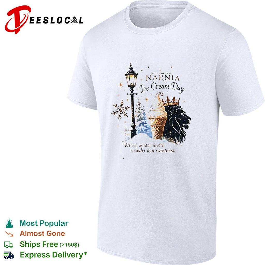 Narnia ice cream day where winter meets wonder and sweetness lion shirt
