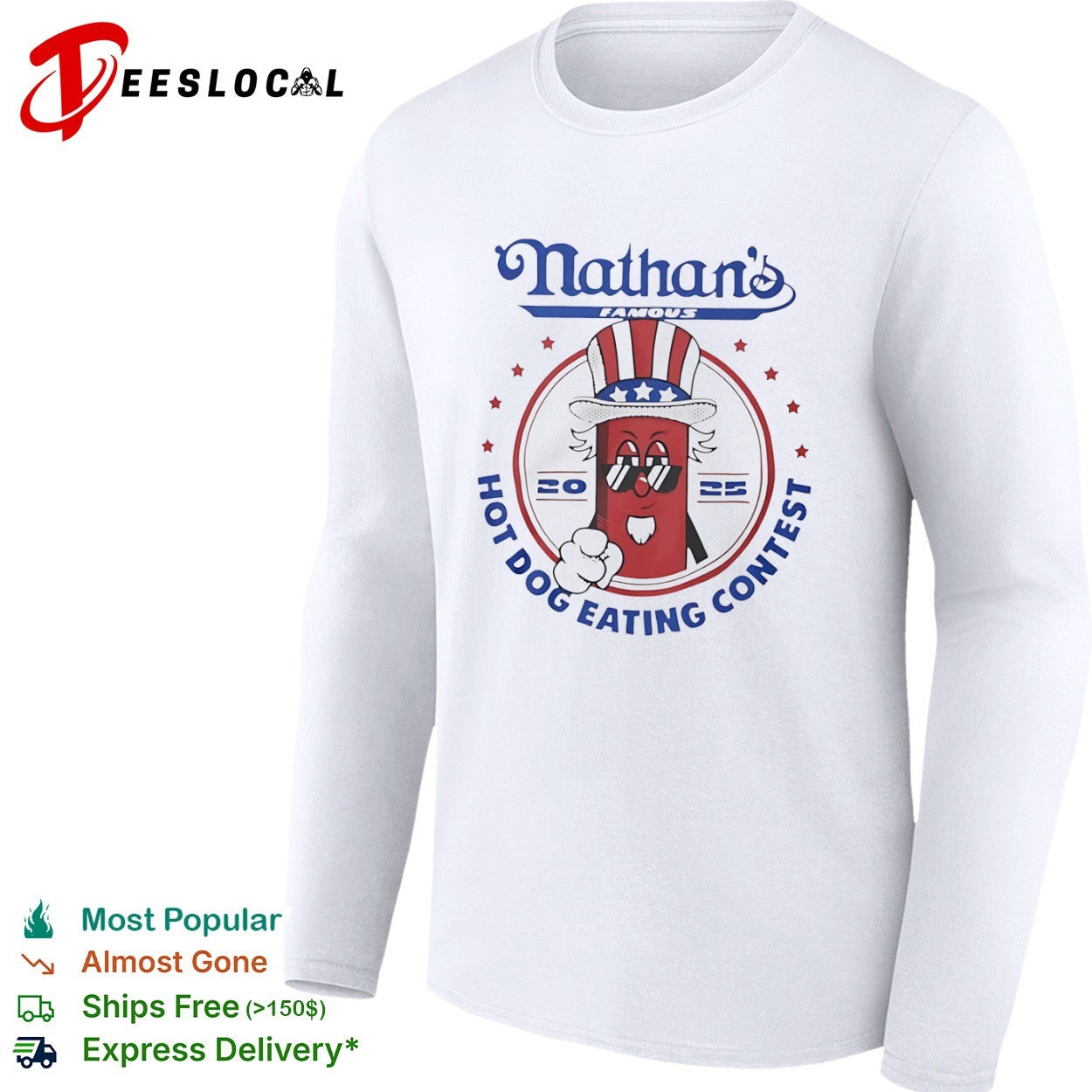 Nathans Famous Uncle Sam hot dog eating contest 2025 shirt