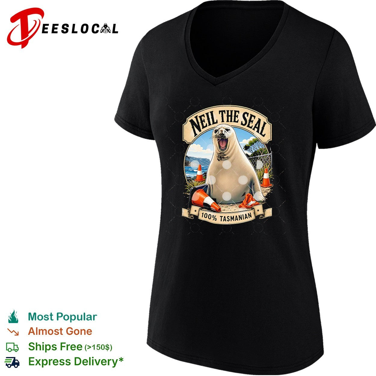 Neil the Seal 100 percent Tasmanian traffic cones shirt