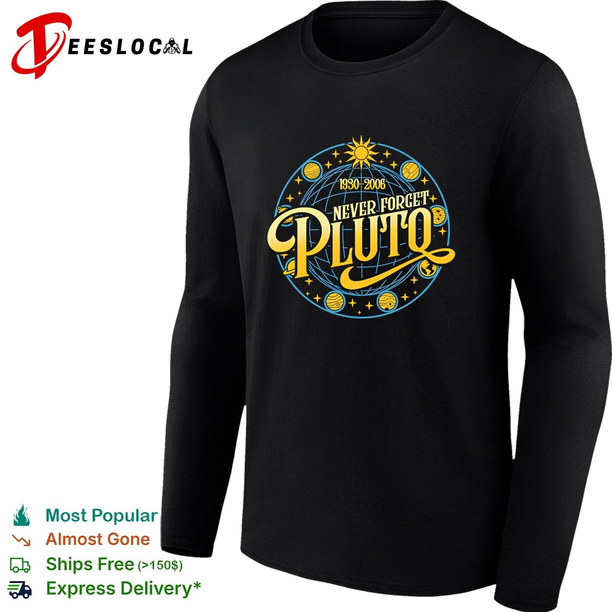Never Forget Pluto Pluto was reclassified as a dwarf planet in 1930 2006 shirt