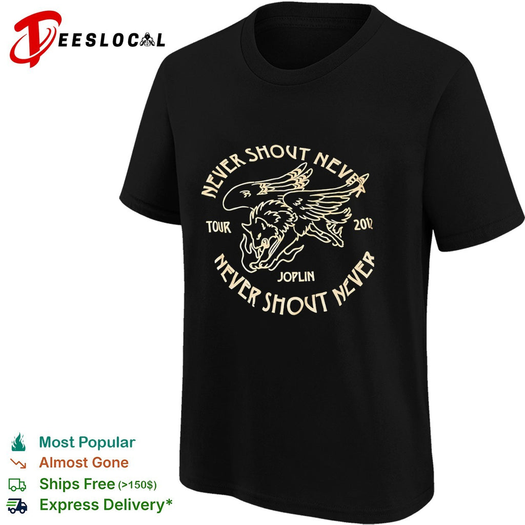 Never Shout Never Joplin Tour 2012 winged wolf shirt