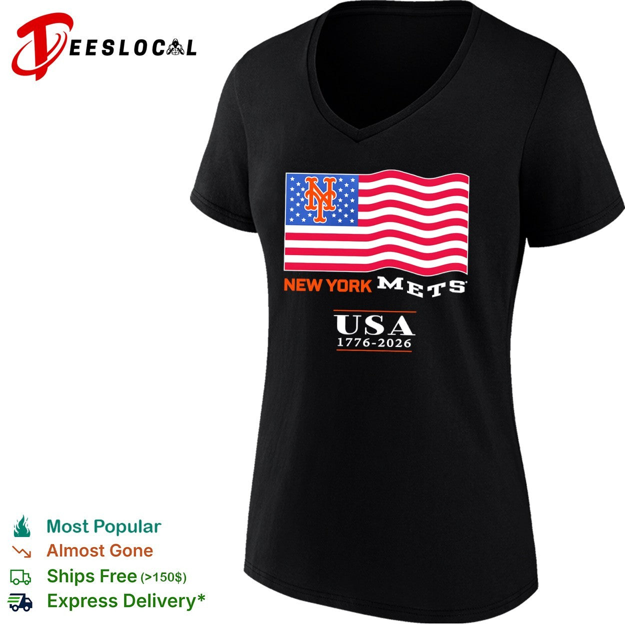 New York Mets USA 1776 2026 American Flag Logo MLB shirt