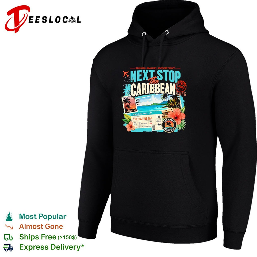 Next stop the Caribbean good vibes island life saltwater therapy boarding pass shirt