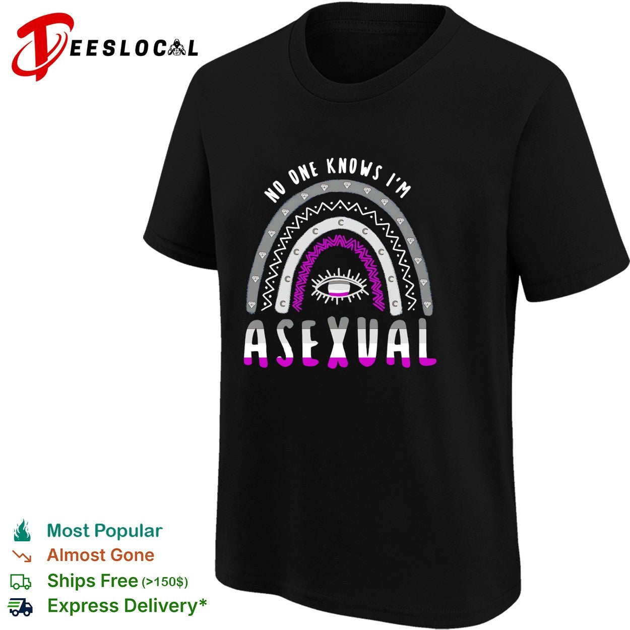 No one knows I’m asexual pride rainbow arch eye shirt