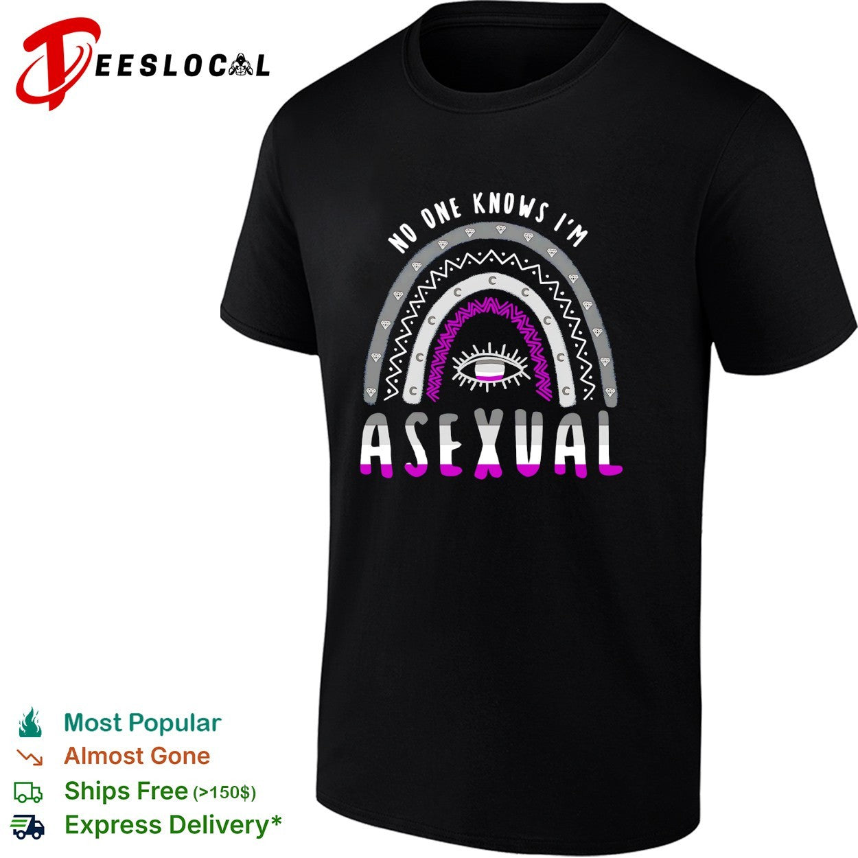 No one knows I’m asexual pride rainbow arch eye shirt