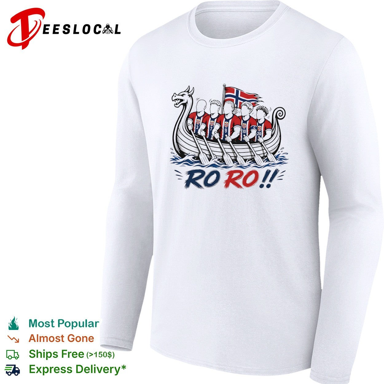 Norway team ro viking boat shirt