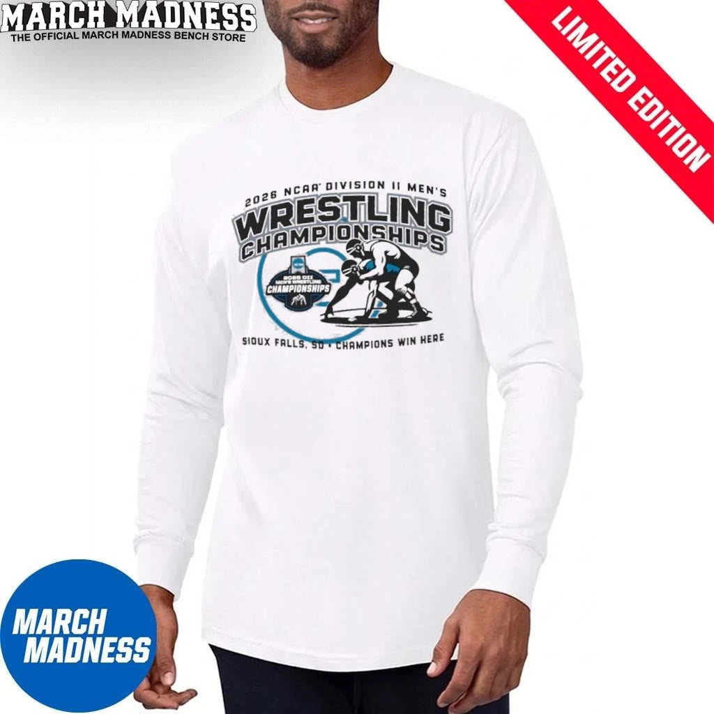Official Champions Win Here 2026 NCAA DII Men’s Wrestling T-Shirt