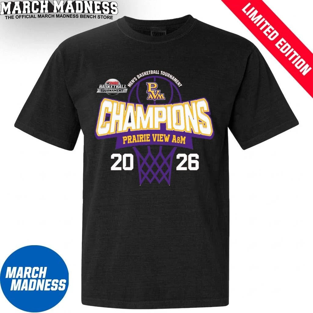 Official Prairie View A&amp;M Panthers 2026 SWAC Men’s Basketball Tournament Champions Shirt
