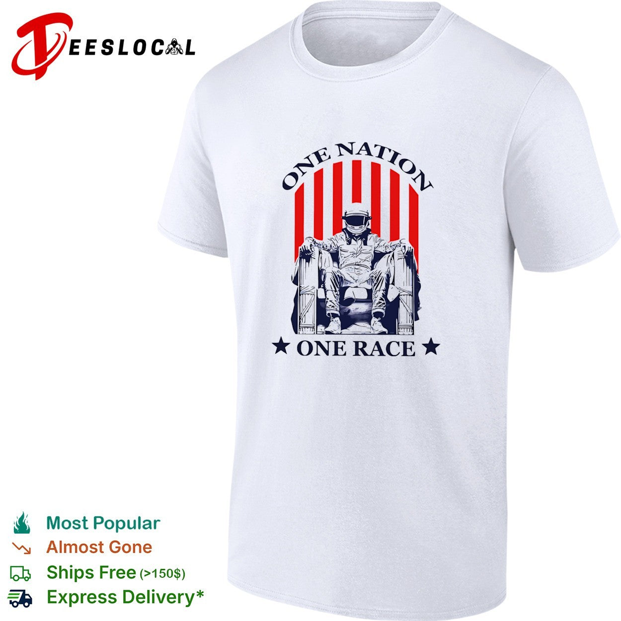 One nation one race racing driver Lincoln Memorial pose shirt