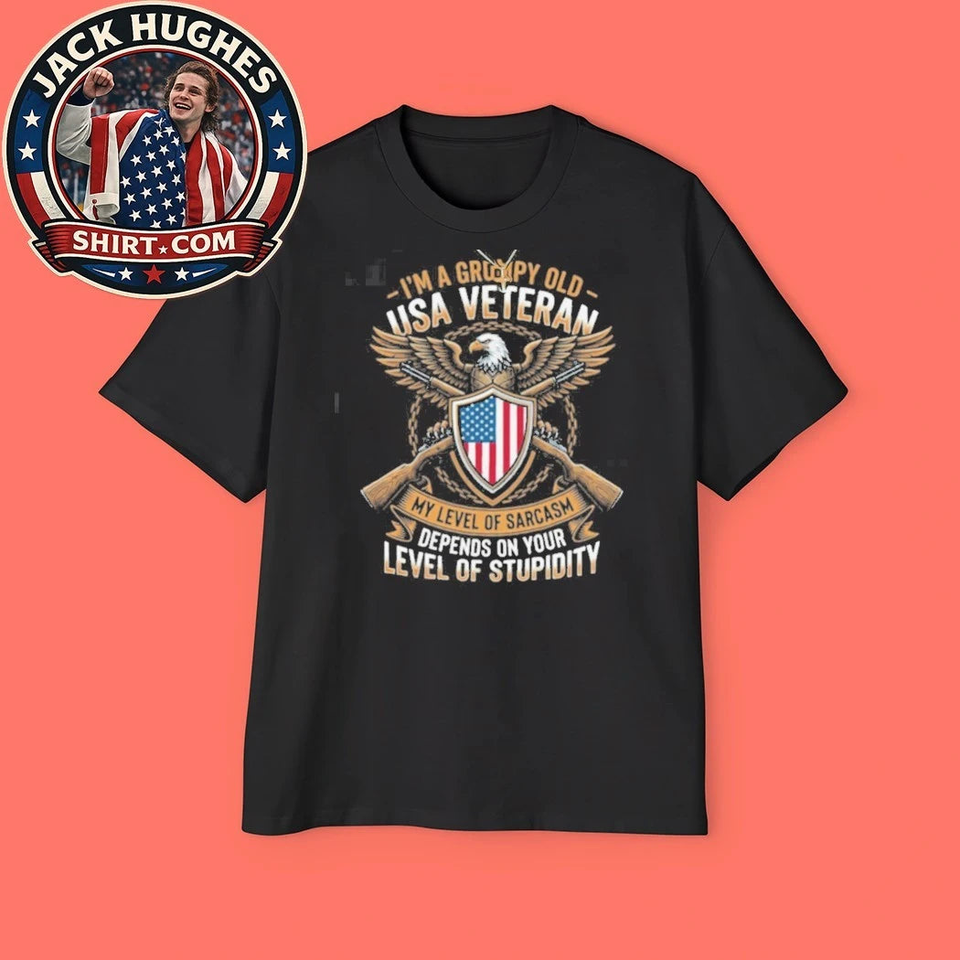 Original Grumpy Old Usa Veteran Sarcasm Level American Eagle Shirt